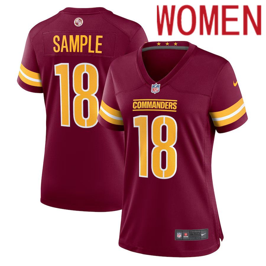 Women Washington Commanders #18 Jalen Sample Nike Burgundy Team Game NFL Jersey